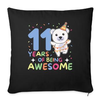 Ours polaire pour ses 11 ans Enfants de onze ans - Housse de coussin décorative 45 x 45 cm - noir - Devant