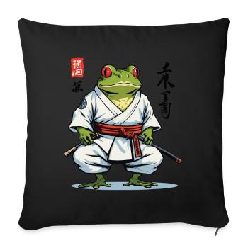 Samurai Frog Vintage Ukiyo-e Style Aesthetic - Sofa pillowcase 17,3'' x 17,3'' (45 x 45 cm) - black - Front