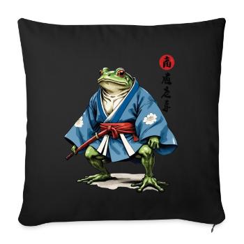 Samurai Frog Vintage Ukiyo-e Style Samurai Art - Sofa pillowcase 17,3'' x 17,3'' (45 x 45 cm) - black - Front