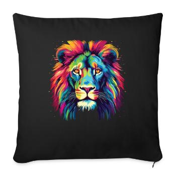 Watercolor Colorful Lion Colorful Animals - Sofa pillowcase 17,3'' x 17,3'' (45 x 45 cm) - black - Front