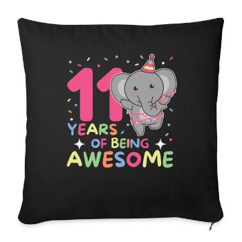 Éléphant pour les enfants de 11 ans - Housse de coussin décorative 45 x 45 cm - noir - Devant