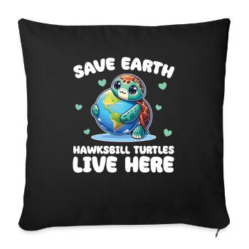 Save the Earth Hawksbill turtles are alive - Sofa pillowcase 17,3'' x 17,3'' (45 x 45 cm) - black - Front