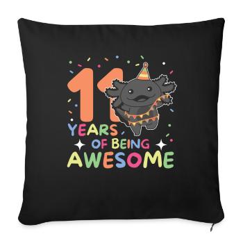 Axolotl for 11th birthday children eleven years old - Sofa pillowcase 17,3'' x 17,3'' (45 x 45 cm) - black - Front