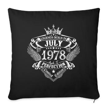 Juillet 1978 anniversaire Juillet 1978 Juillet - Housse de coussin décorative 45 x 45 cm - noir - Devant