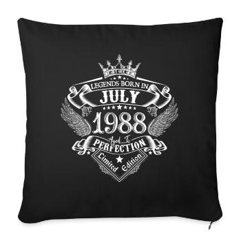 Juillet 1988 anniversaire Juillet 1988 Juillet - Housse de coussin décorative 45 x 45 cm - noir - Devant