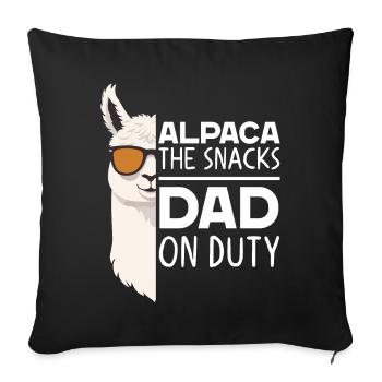 Drôle de papa d’alpaga parfait jeu de mots - Housse de coussin décorative 45 x 45 cm - noir - Devant