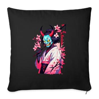 Oni Samurai Vaporwave Esthétique Démon Japonais - Housse de coussin décorative 45 x 45 cm - noir - Devant