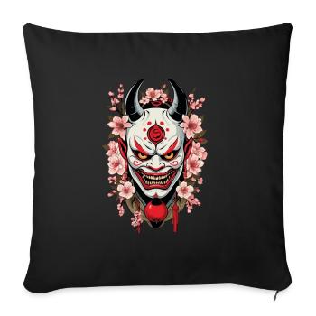 Oni Demons Masque Samouraï Culture démoniaque japonaise - Housse de coussin décorative 45 x 45 cm - noir - Devant