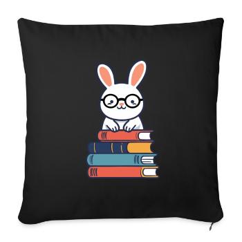 Lapin de lecture parfait de style rat de bibliothèque - Housse de coussin décorative 45 x 45 cm - noir - Devant