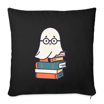 Reading Halloween Ghost Little Books Ghost - Sofa pillowcase 17,3'' x 17,3'' (45 x 45 cm) - black - Front