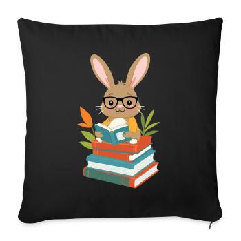 Lapin de lecture Lapin amateur de livres enthousiaste - Housse de coussin décorative 45 x 45 cm - noir - Devant