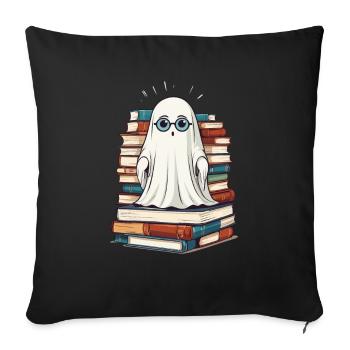 Reading Halloween Ghost Little Books Ghost - Sofa pillowcase 17,3'' x 17,3'' (45 x 45 cm) - black - Front