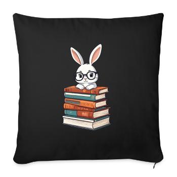 Lapin de lecture Style rat de bibliothèque parfait - Housse de coussin décorative 45 x 45 cm - noir - Devant