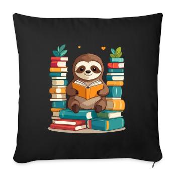 Funny Book Lover Sloth Cute Design - Sofa pillowcase 17,3'' x 17,3'' (45 x 45 cm) - black - Front