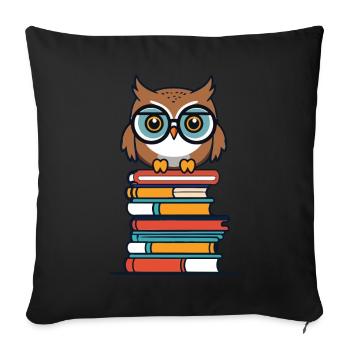 Illustration de livre liteCute pour l’amoureux des hiboux - Housse de coussin décorative 45 x 45 cm - noir - Devant