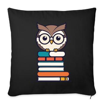 Bücher Eule Süße Buch Illustration Eulen Liebhaber - Sofakissenbezug 45 x 45 cm - Schwarz - Vorne