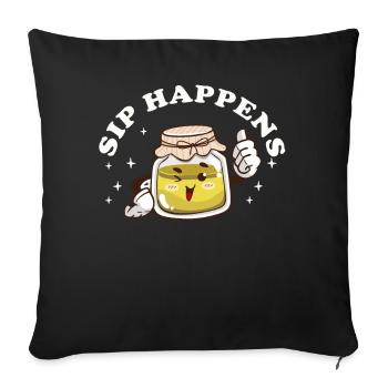 Sip Happens Kombucha Lover Fun - Housse de coussin décorative 45 x 45 cm - noir - Devant