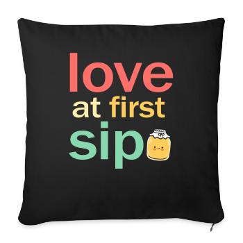 Kombucha Lover Love At First Sip - Sofa pillowcase 17,3'' x 17,3'' (45 x 45 cm) - black - Front