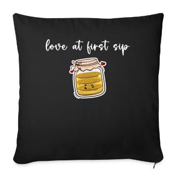 L’amour à la première gorgée d’amateur de kombucha - Housse de coussin décorative 45 x 45 cm - noir - Devant