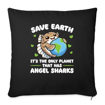 Is the only planet with angel sharks Earth Day - Sofa pillowcase 17,3'' x 17,3'' (45 x 45 cm) - black - Front