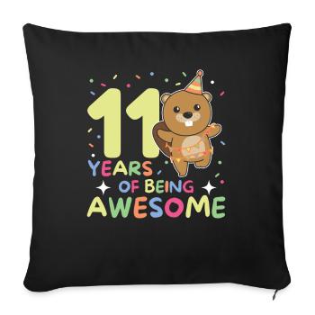 Castor pour son 11e anniversaire Enfants de onze ans - Housse de coussin décorative 45 x 45 cm - noir - Devant