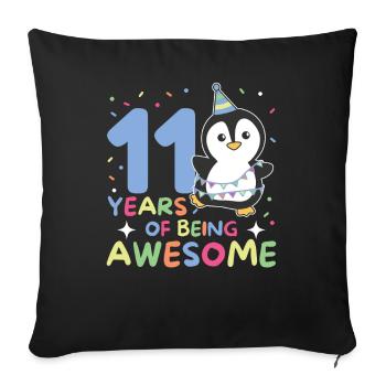 Penguin for 11th birthday children eleven years old - Sofa pillowcase 17,3'' x 17,3'' (45 x 45 cm) - black - Front
