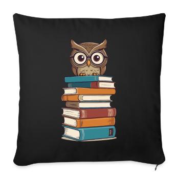 Bücher Eule Eulen Liebhaber Süße Buch Illustration - Sofakissenbezug 45 x 45 cm - Schwarz - Vorne