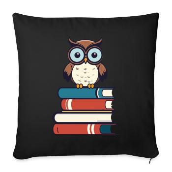 Books Owl Cute Book Illustration - Sofa pillowcase 17,3'' x 17,3'' (45 x 45 cm) - black - Front