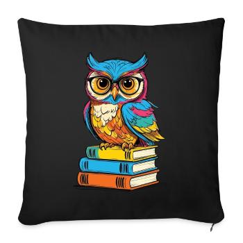 Bücher Eule Eulen Liebhaber Süße Buch Illustration - Sofakissenbezug 45 x 45 cm - Schwarz - Vorne