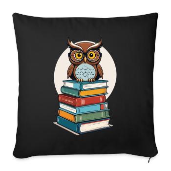 Bücher Eule Eulen Liebhaber Süße Buch Illustration - Sofakissenbezug 45 x 45 cm - Schwarz - Vorne