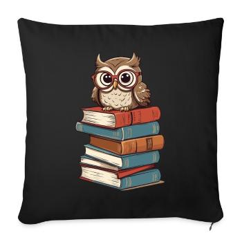 Books Owl for owl lovers and bookworms - Sofa pillowcase 17,3'' x 17,3'' (45 x 45 cm) - black - Front