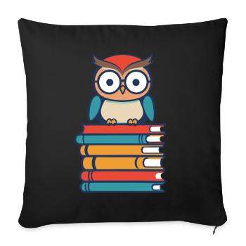 Books Owl Cute Bookworm Bookworm Bookworm - Sofa pillowcase 17,3'' x 17,3'' (45 x 45 cm) - black - Front