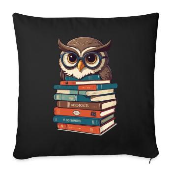 Owls Lover Cute Book Illustration - Sofa pillowcase 17,3'' x 17,3'' (45 x 45 cm) - black - Front