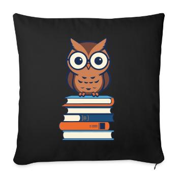 Bücher Eule Eulen Liebhaber Süße Buch Illustration - Sofakissenbezug 45 x 45 cm - Schwarz - Vorne