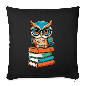 Bücher Eule Lustiger Buch Liebhaber Illustration - Sofakissenbezug 45 x 45 cm - Schwarz - Vorne