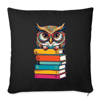 Bücher Eule Süße Buch Illustration Literatur - Sofakissenbezug 45 x 45 cm - Schwarz - Vorne
