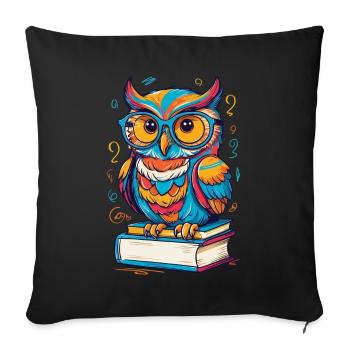 Bücher Eule Eulen Liebhaber Süße Buch Illustration - Sofakissenbezug 45 x 45 cm - Schwarz - Vorne
