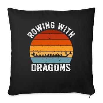 Rowing With Dragons Dragonboat - Sofa pillowcase 17,3'' x 17,3'' (45 x 45 cm) - black - Front