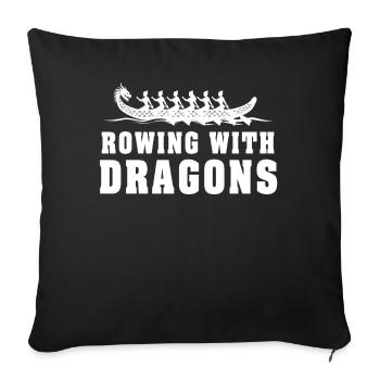 Rowing With Dragons Dragonboat - Sofa pillowcase 17,3'' x 17,3'' (45 x 45 cm) - black - Front
