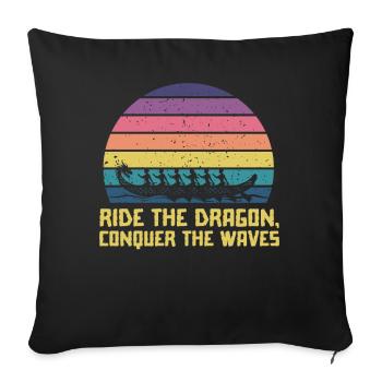 Chevauchez le dragon, conquérez les vagues - Housse de coussin décorative 45 x 45 cm - noir - Devant