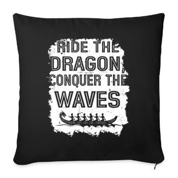 Chevauchez le dragon, conquérez les vagues - Housse de coussin décorative 45 x 45 cm - noir - Devant