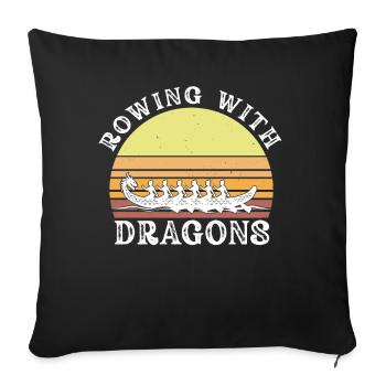 Rowing With Dragons Dragonboat - Sofa pillowcase 17,3'' x 17,3'' (45 x 45 cm) - black - Front