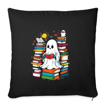Reading Halloween Ghost Book Lover Style - Sofa pillowcase 17,3'' x 17,3'' (45 x 45 cm) - black - Front