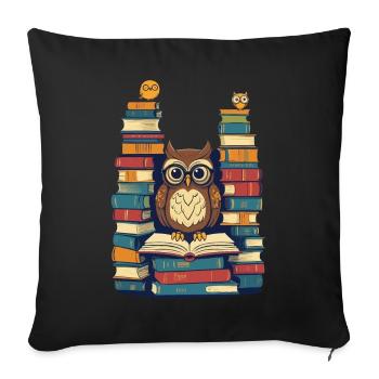 Bücher Eule Für Eulen Liebhaber Leseratte - Sofakissenbezug 45 x 45 cm - Schwarz - Vorne