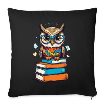 Bücher Eule Eulen Liebhaber Süße Buch Illustration - Sofakissenbezug 45 x 45 cm - Schwarz - Vorne