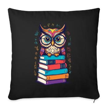 Books Owl Enthusiastic Bookworm Cuter - Sofa pillowcase 17,3'' x 17,3'' (45 x 45 cm) - black - Front