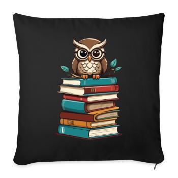 Bücher Eule Leseratte Süße Buch Illustration - Sofakissenbezug 45 x 45 cm - Schwarz - Vorne