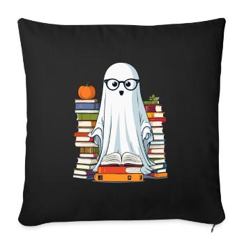 Book Lover Style Reading Halloween Ghost - Sofa pillowcase 17,3'' x 17,3'' (45 x 45 cm) - black - Front