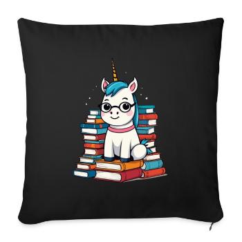 Mignon rat de bibliothèque licorne Créatures mythiques magiques - Housse de coussin décorative 45 x 45 cm - noir - Devant