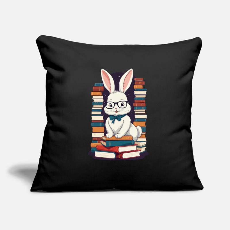 Reading bunny Enthusiastic book lover Sofa pillowcase 17,3'' x 17,3'' (45 x 45 cm)